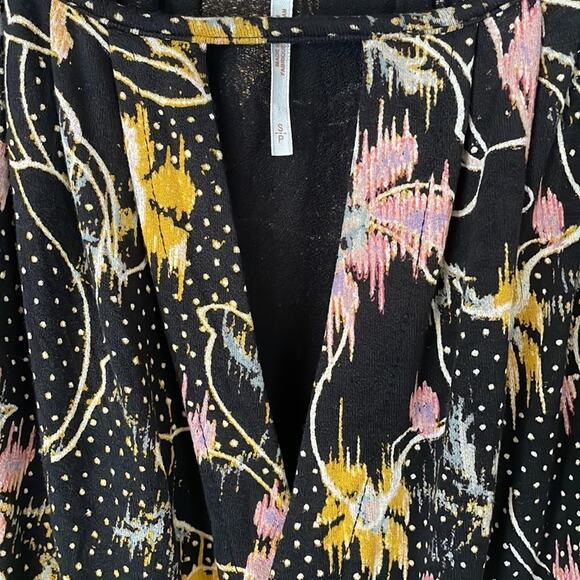 Free People Last Time Print Top In Black Combo Dramatic Bell Sleeve Size Small - Picture 3 of 12